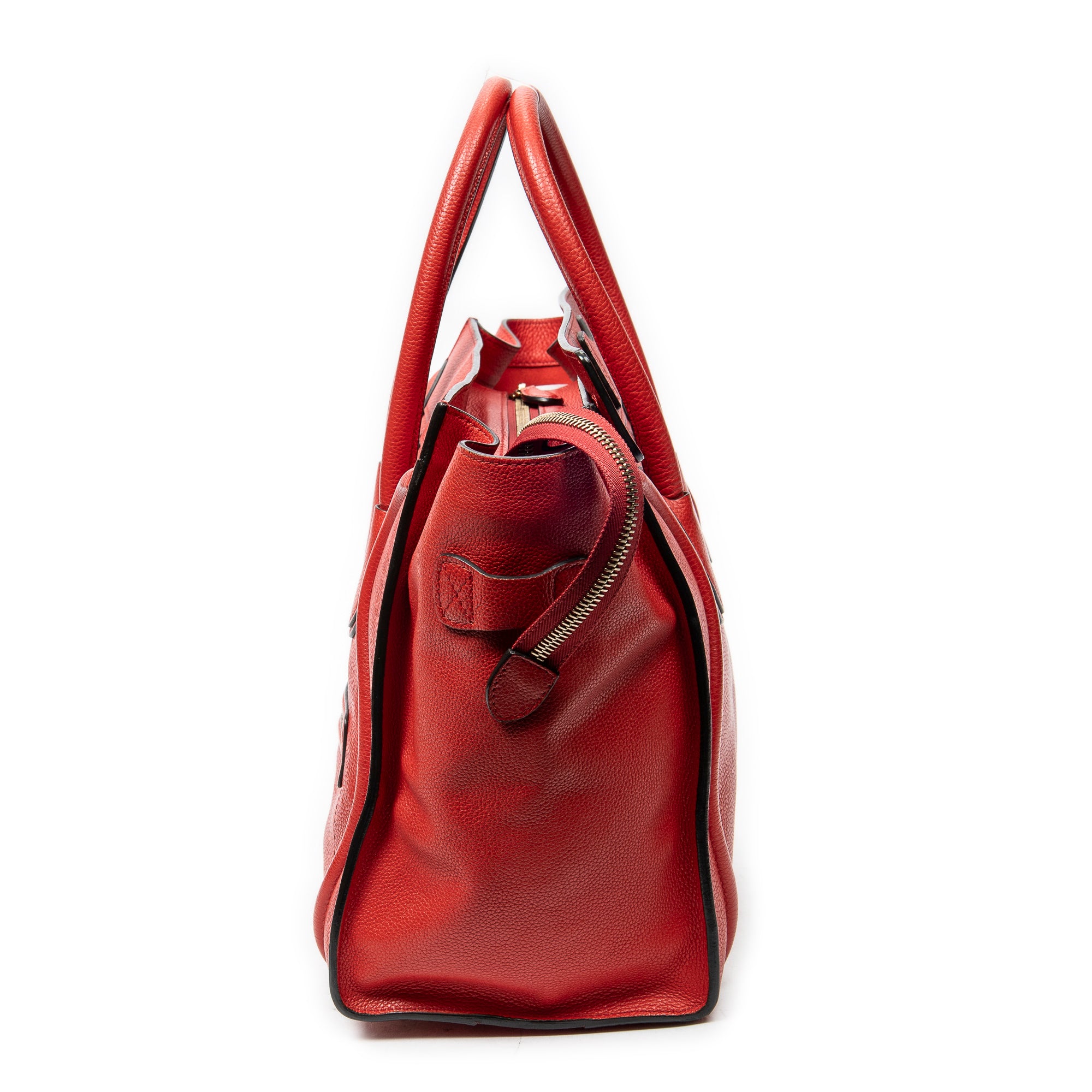 Handbag Mini Luggage Red Grained Leather