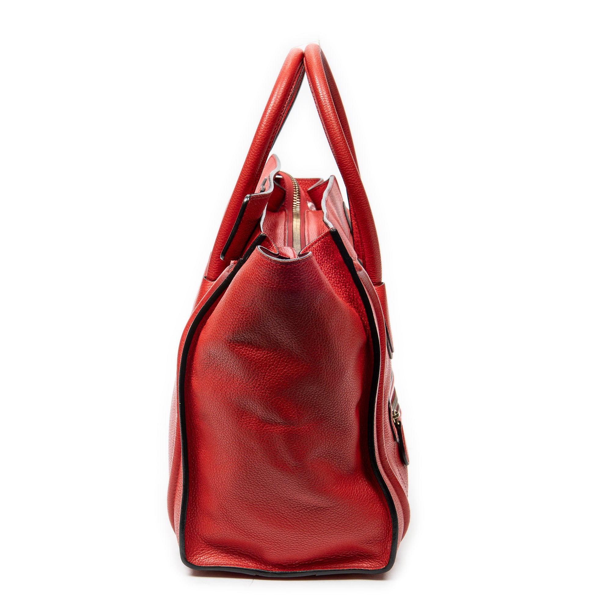 Handbag Mini Luggage Red Grained Leather