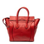 Handbag Mini Luggage Red Grained Leather