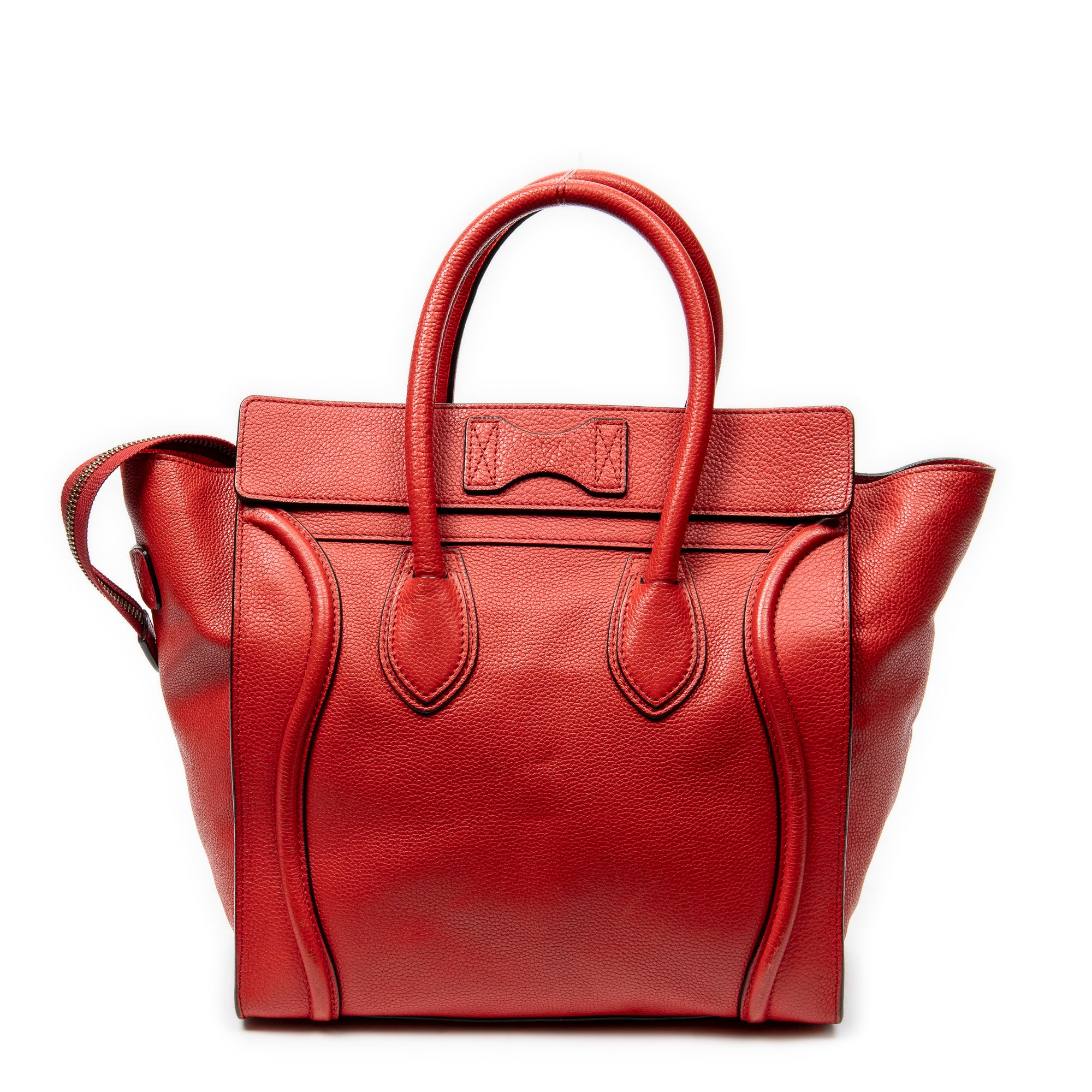 Handbag Mini Luggage Red Grained Leather
