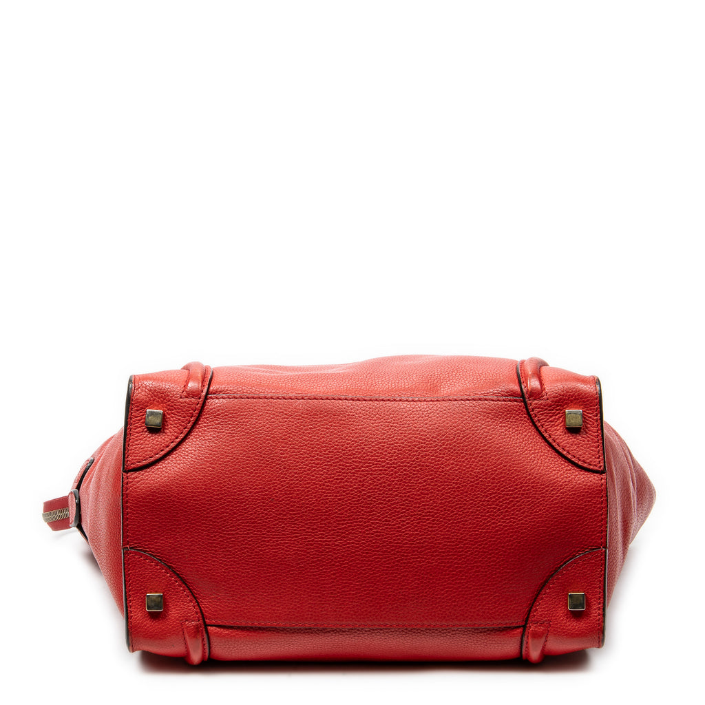 Handbag Mini Luggage Red Grained Leather