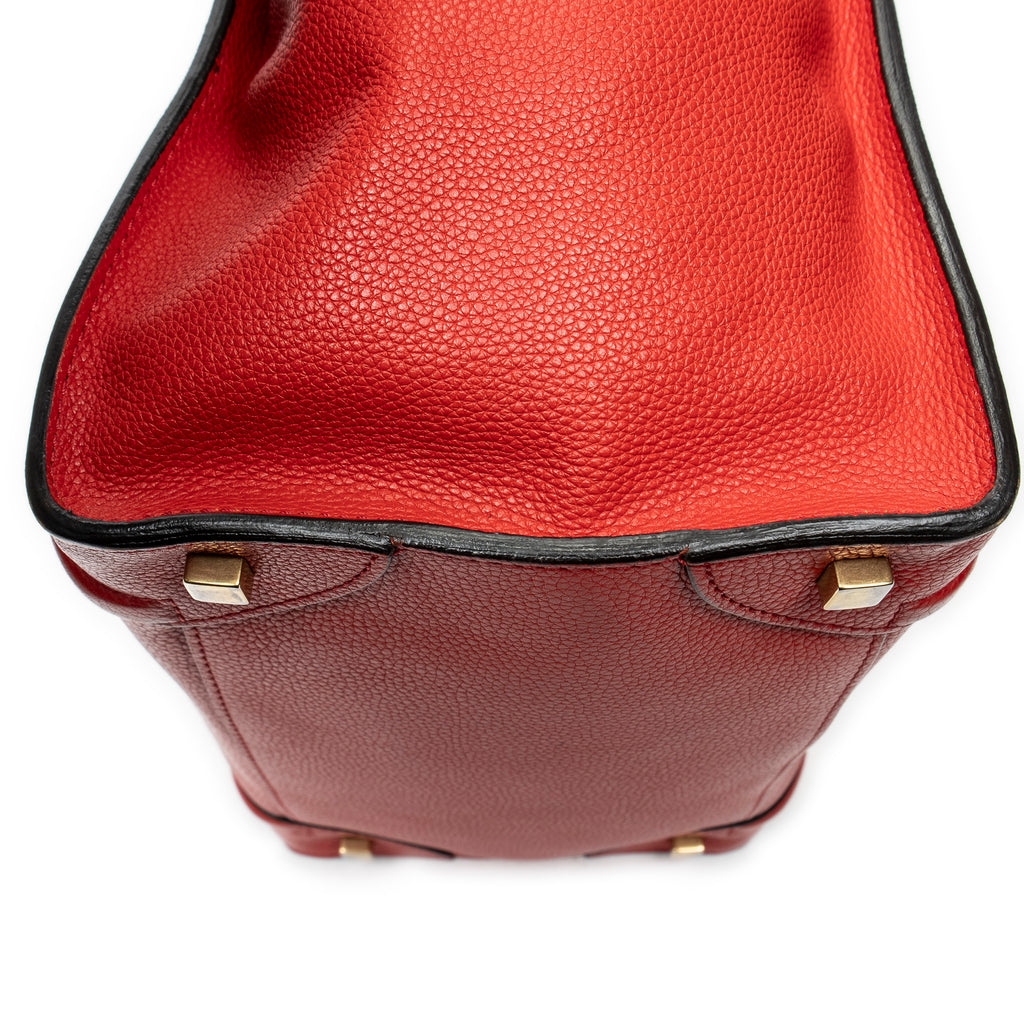Handbag Mini Luggage Red Grained Leather