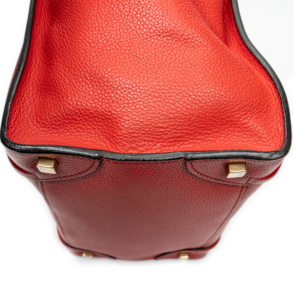 Handbag Mini Luggage Red Grained Leather