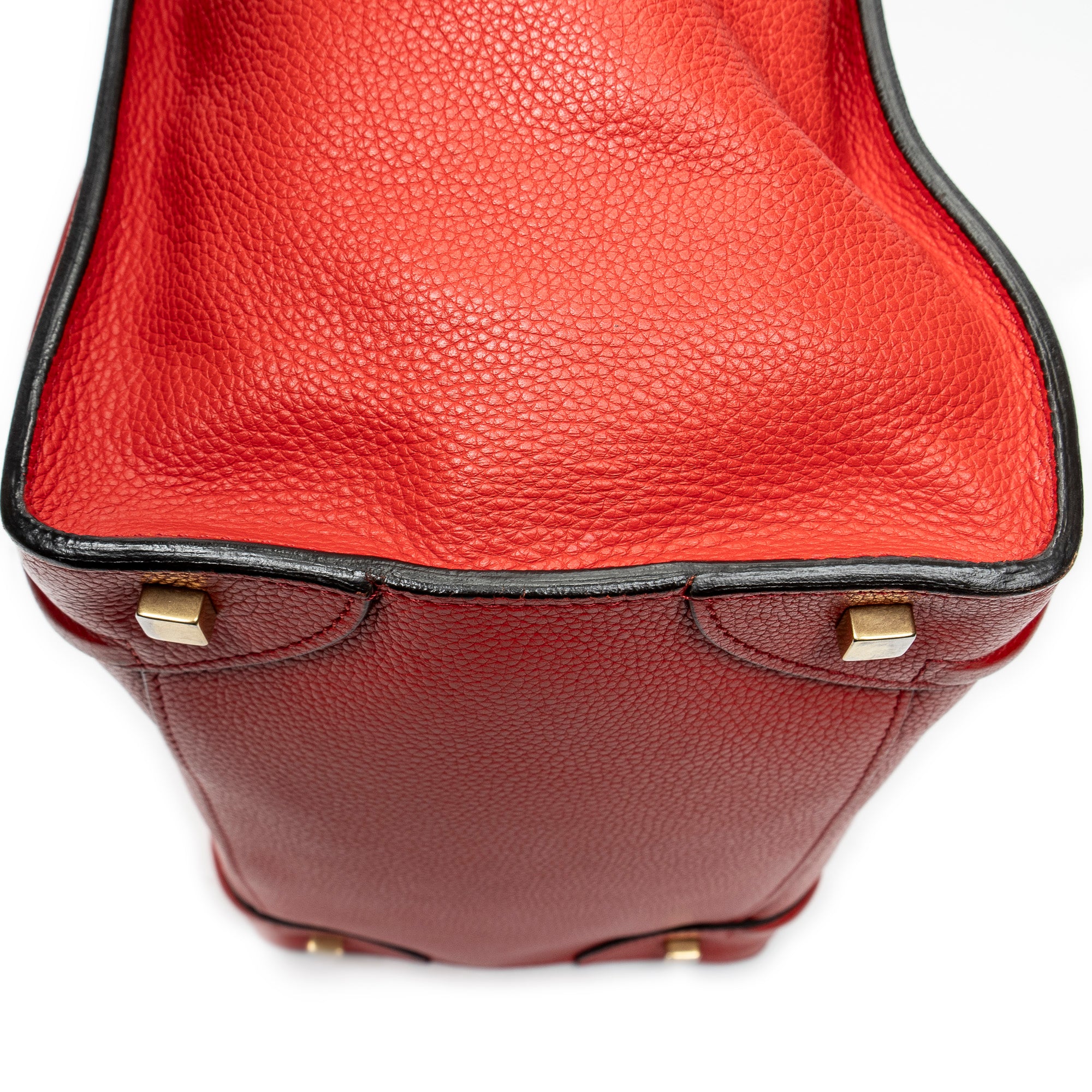 Handbag Mini Luggage Red Grained Leather