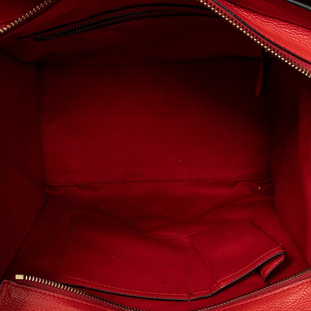 Handbag Mini Luggage Red Grained Leather