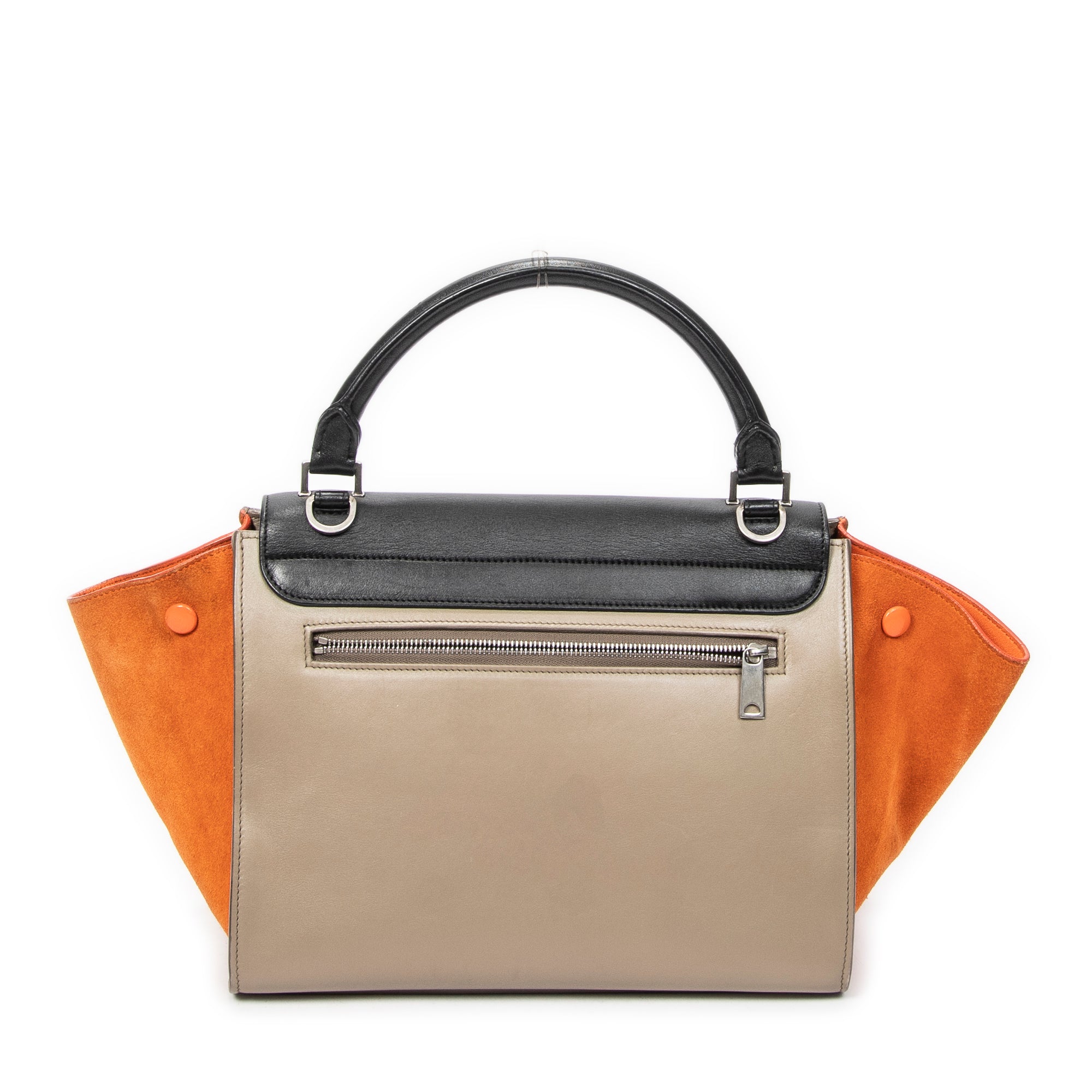 Shoulder Bag Small Tricolor Trapeze Black Calfskin Leather