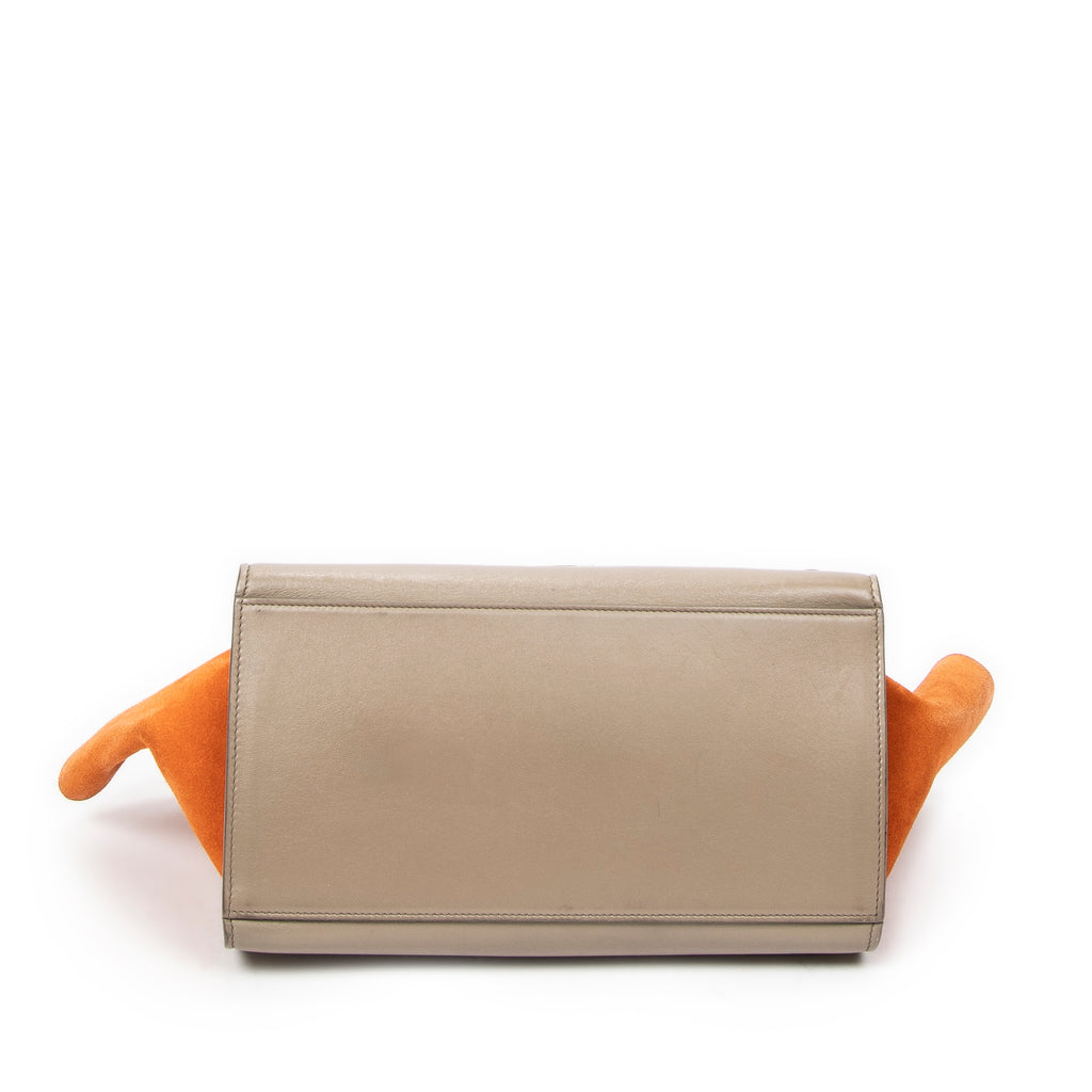 Shoulder Bag Small Tricolor Trapeze Black Calfskin Leather
