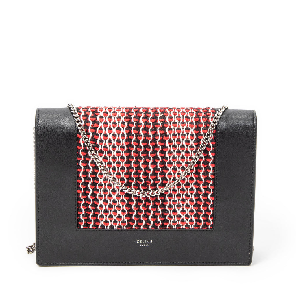 Shoulder Bag Frame Evening Clutch Black Tweed Canvas