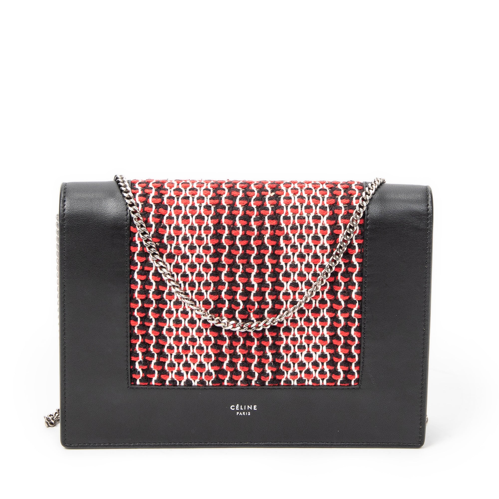 Shoulder Bag Frame Evening Clutch Black Tweed Canvas
