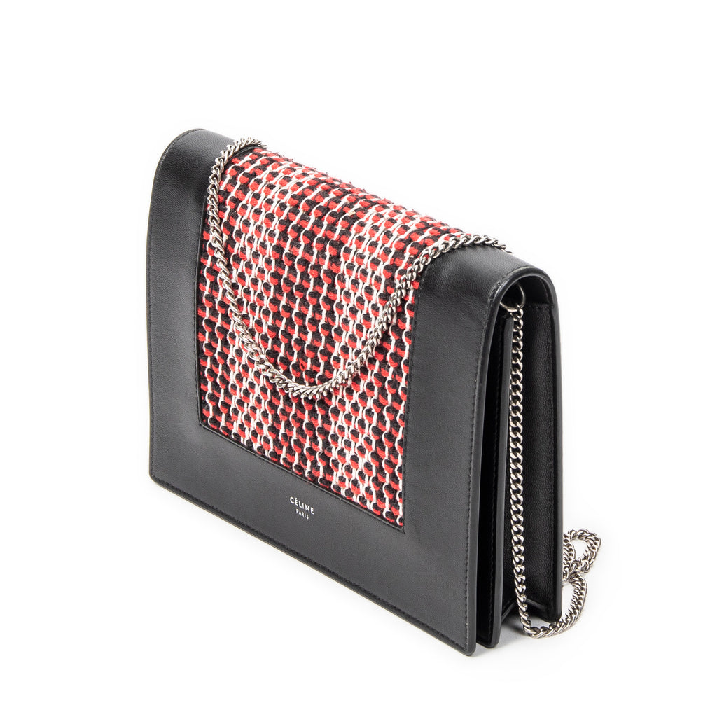 Shoulder Bag Frame Evening Clutch Black Tweed Canvas