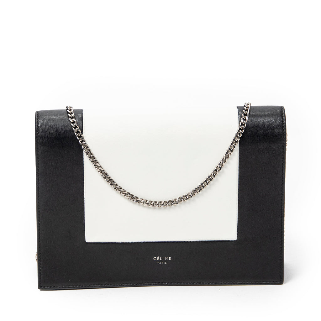 Shoulder Bag Frame Evening Clutch Black Calfskin Leather