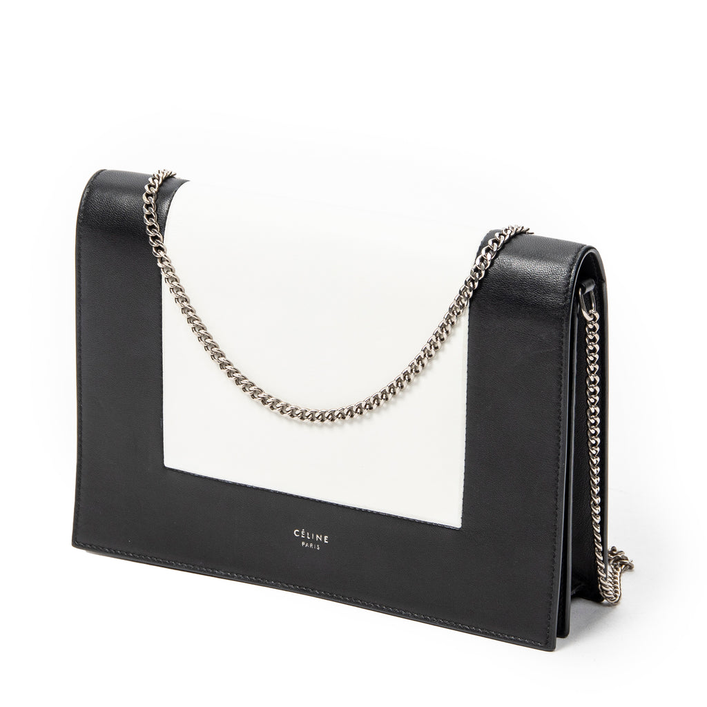 Shoulder Bag Frame Evening Clutch Black Calfskin Leather