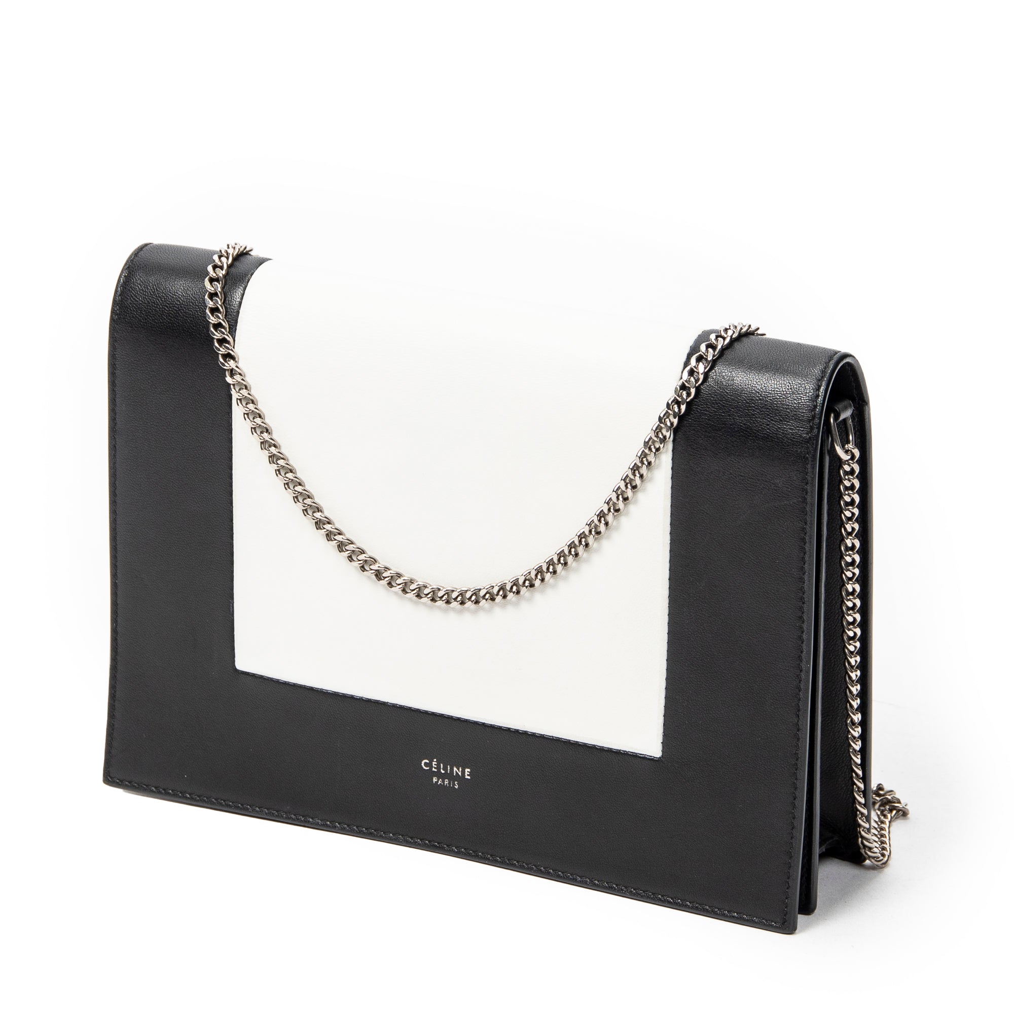 Shoulder Bag Frame Evening Clutch Black Calfskin Leather