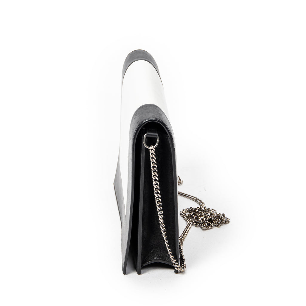 Shoulder Bag Frame Evening Clutch Black Calfskin Leather
