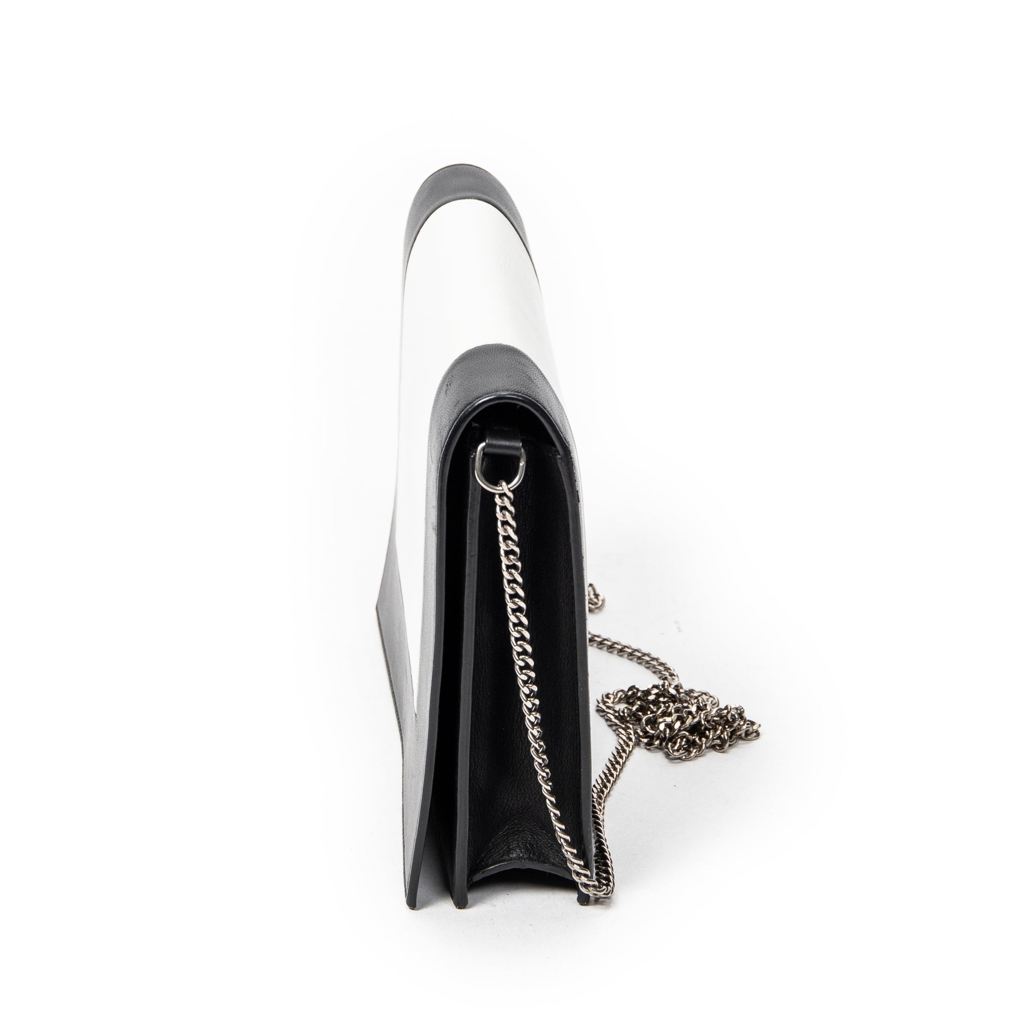 Shoulder Bag Frame Evening Clutch Black Calfskin Leather