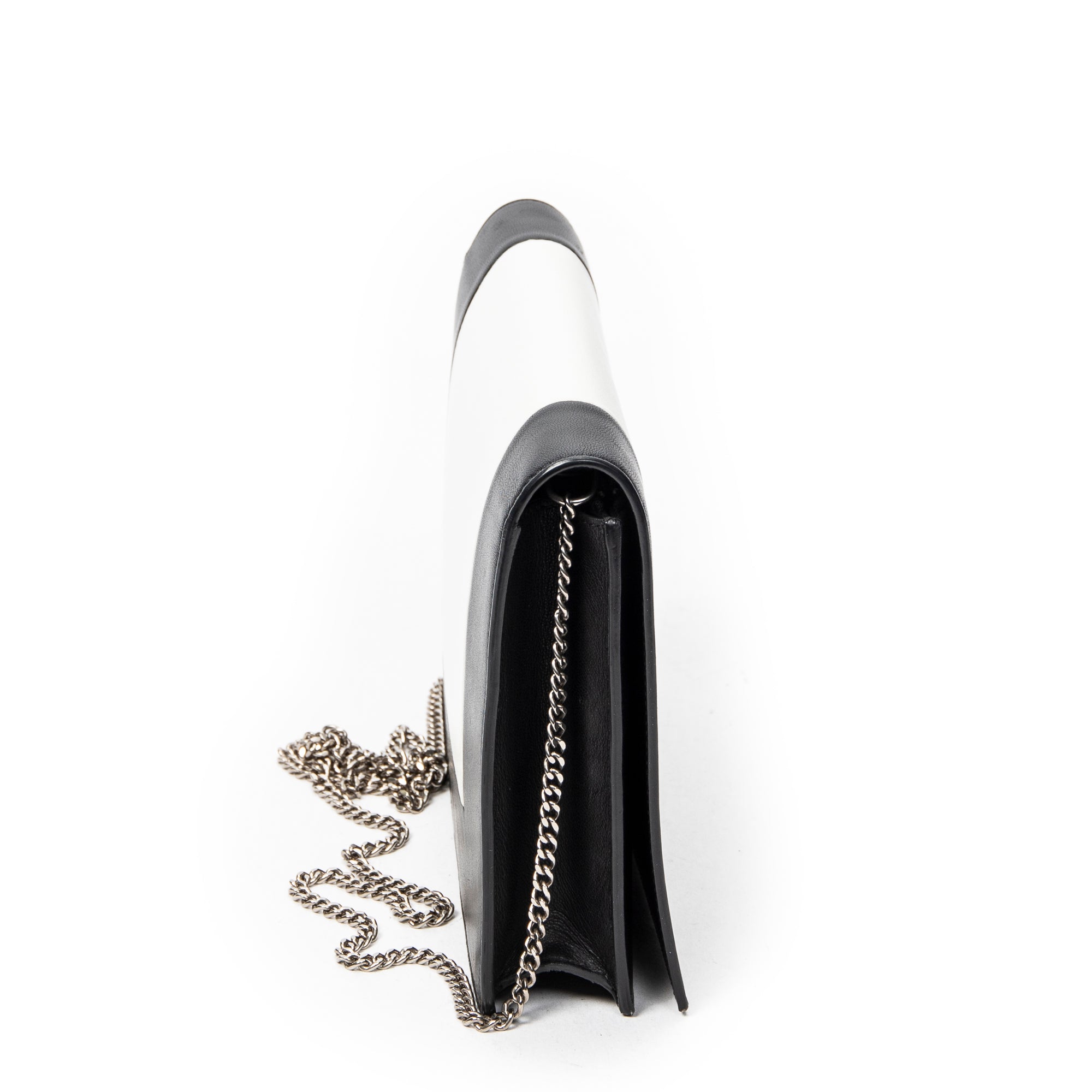 Shoulder Bag Frame Evening Clutch Black Calfskin Leather