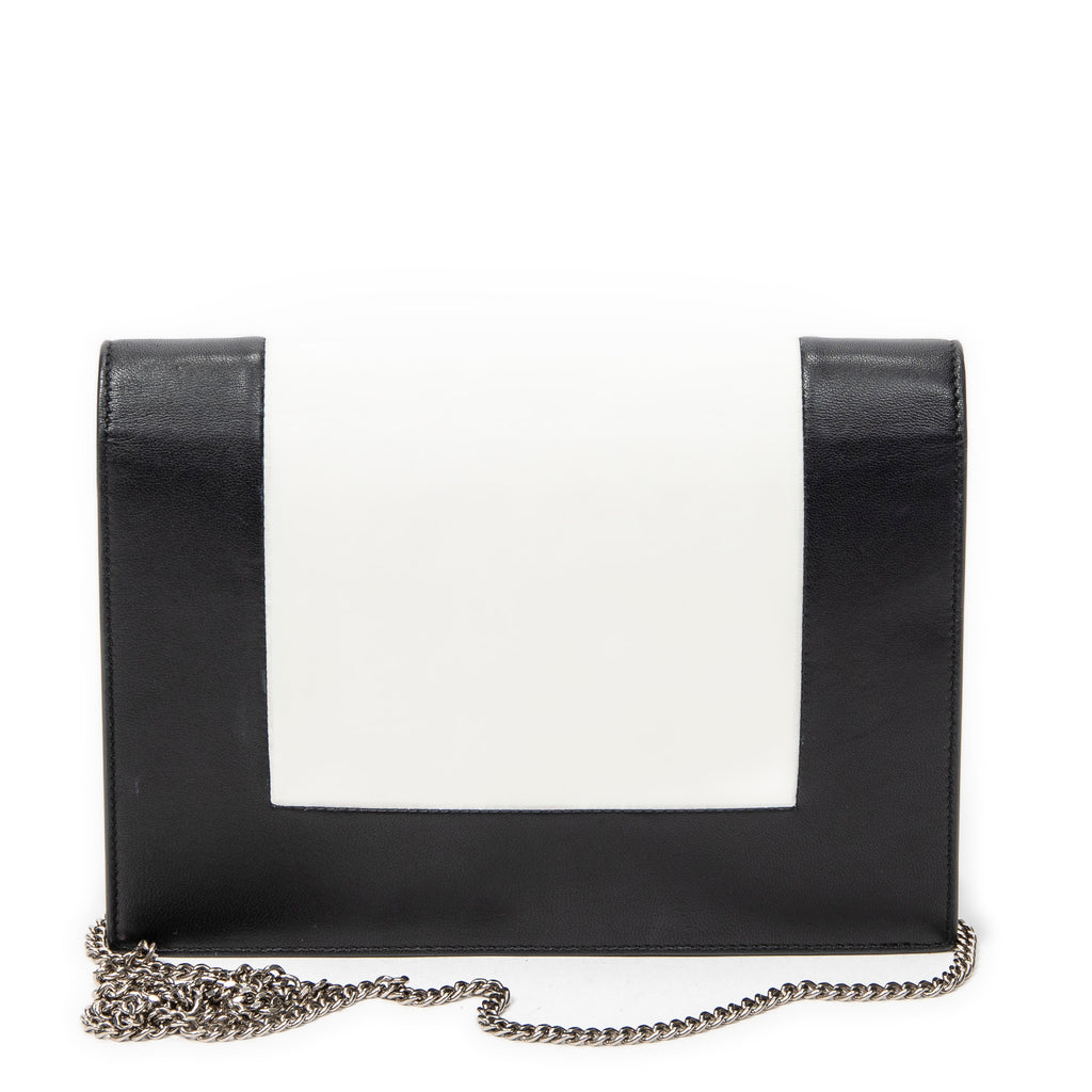Shoulder Bag Frame Evening Clutch Black Calfskin Leather