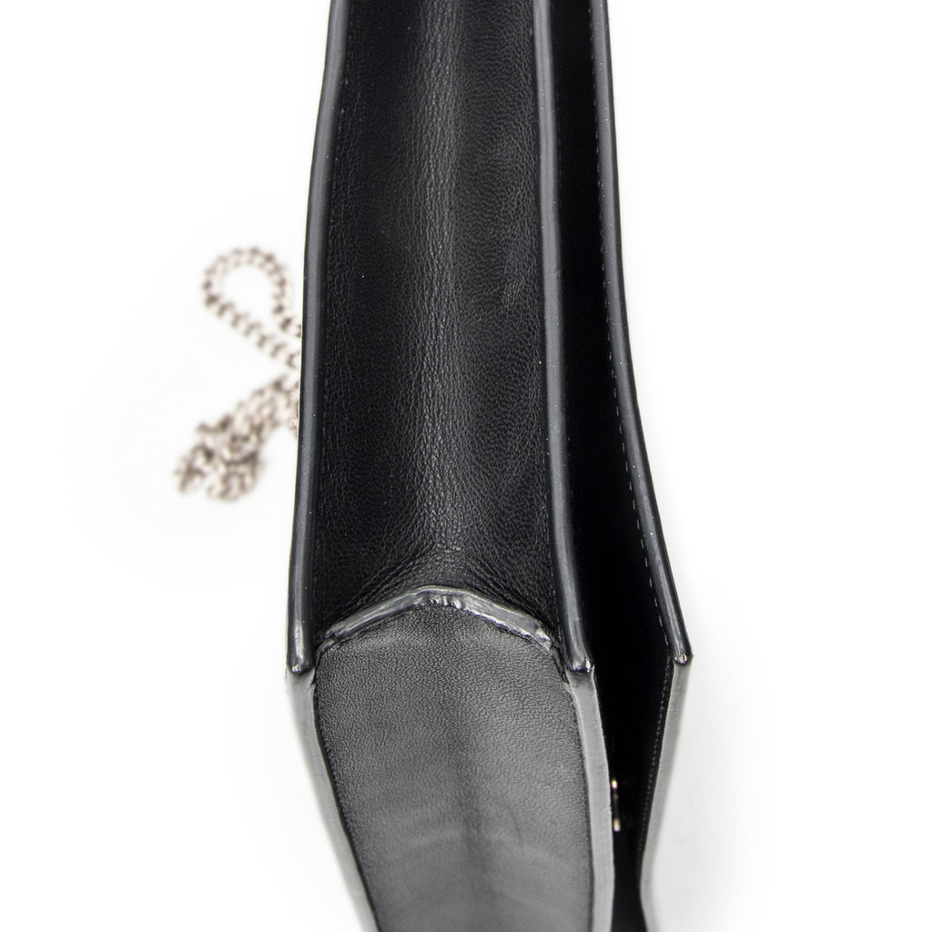 Shoulder Bag Frame Evening Clutch Black Calfskin Leather