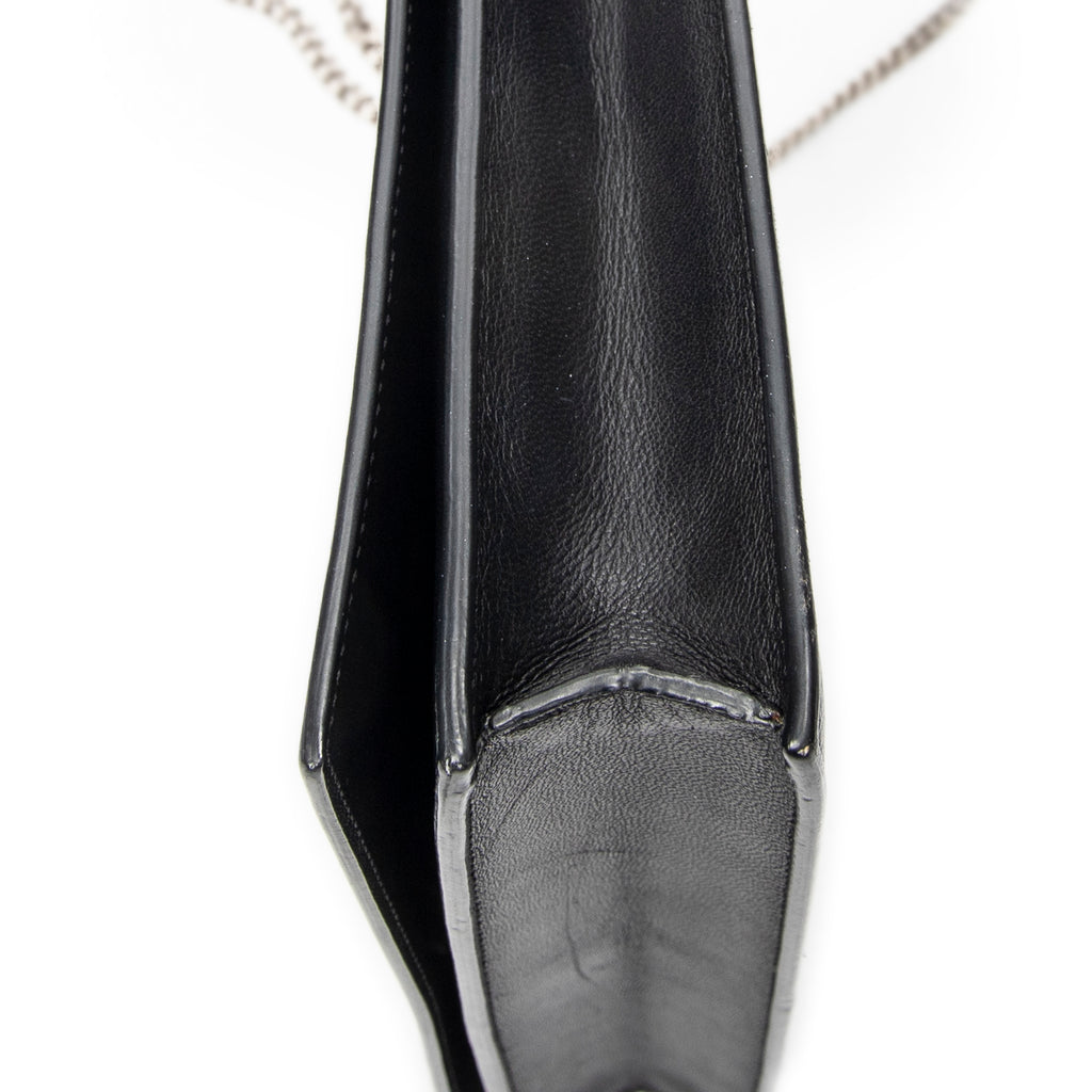 Shoulder Bag Frame Evening Clutch Black Calfskin Leather