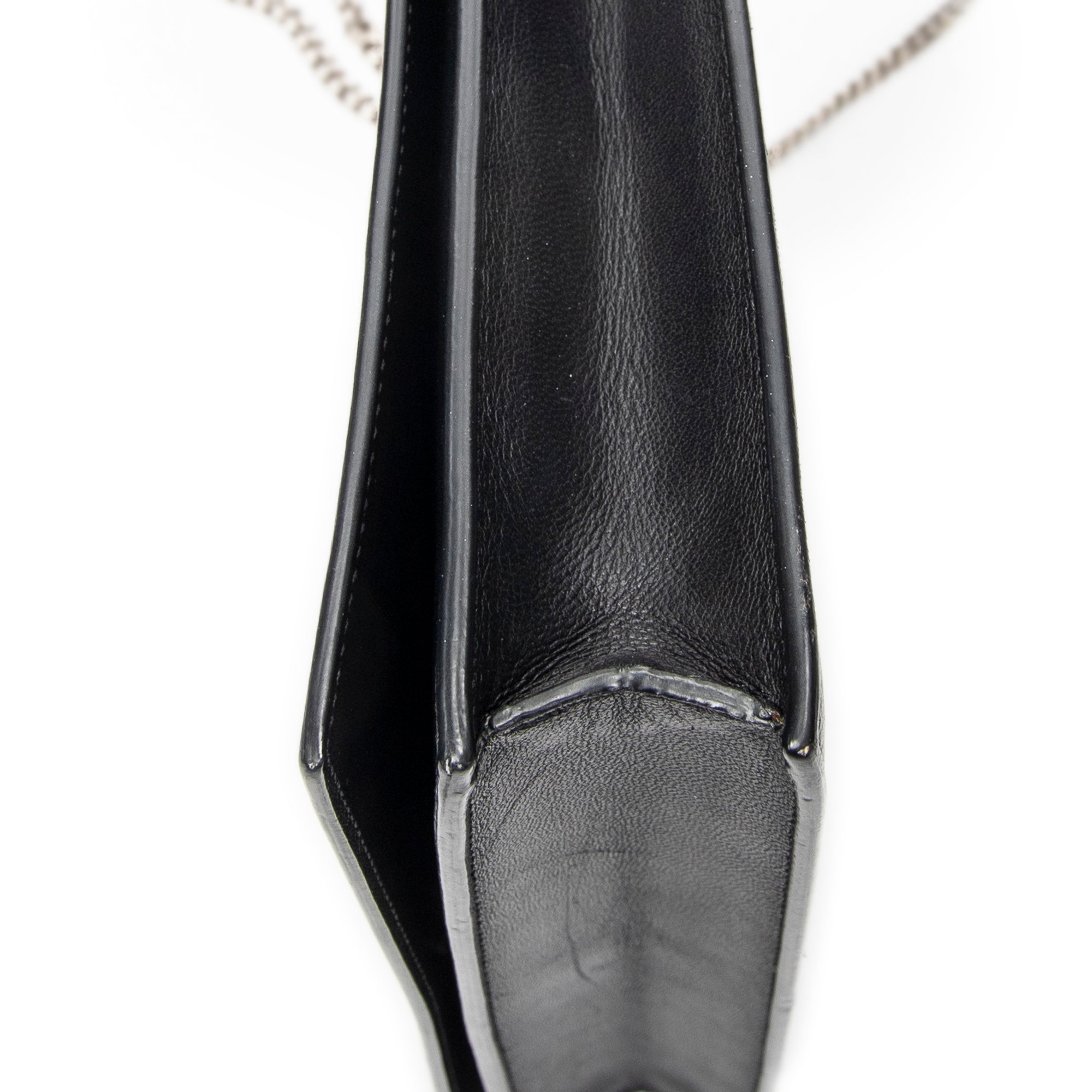 Shoulder Bag Frame Evening Clutch Black Calfskin Leather