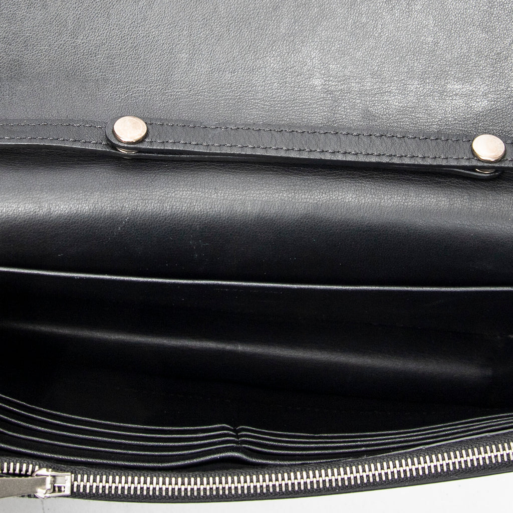 Shoulder Bag Frame Evening Clutch Black Calfskin Leather