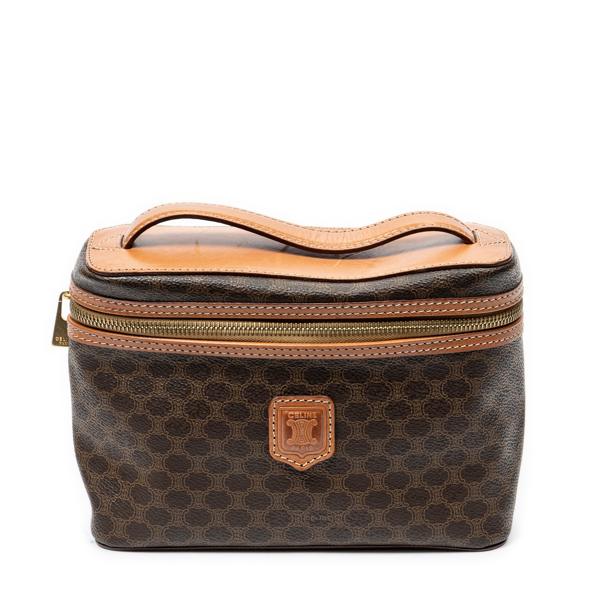Pouch Top Handle Toiletry Pouch Brown Macadam Coated Canvas