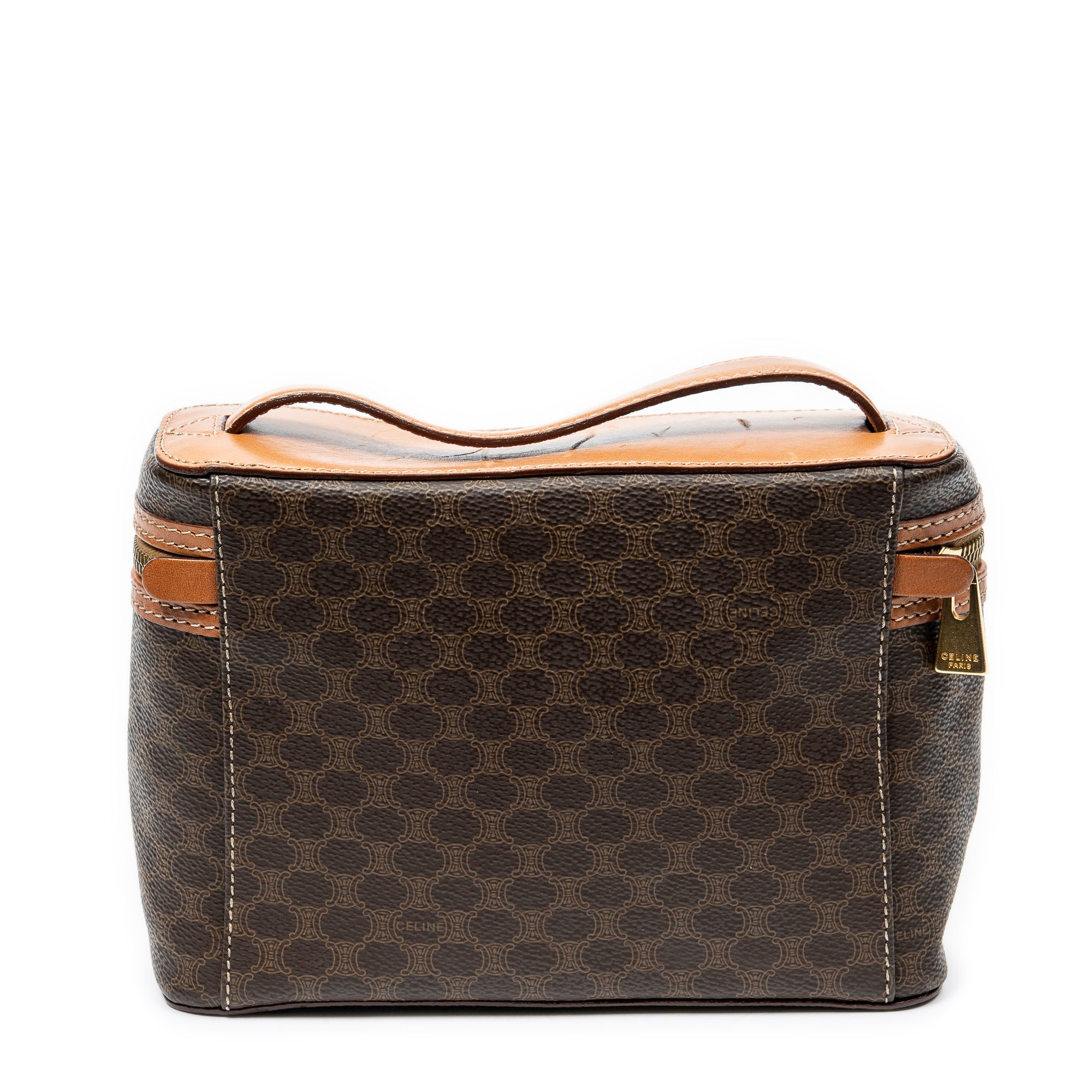Pouch Top Handle Toiletry Pouch Brown Macadam Coated Canvas