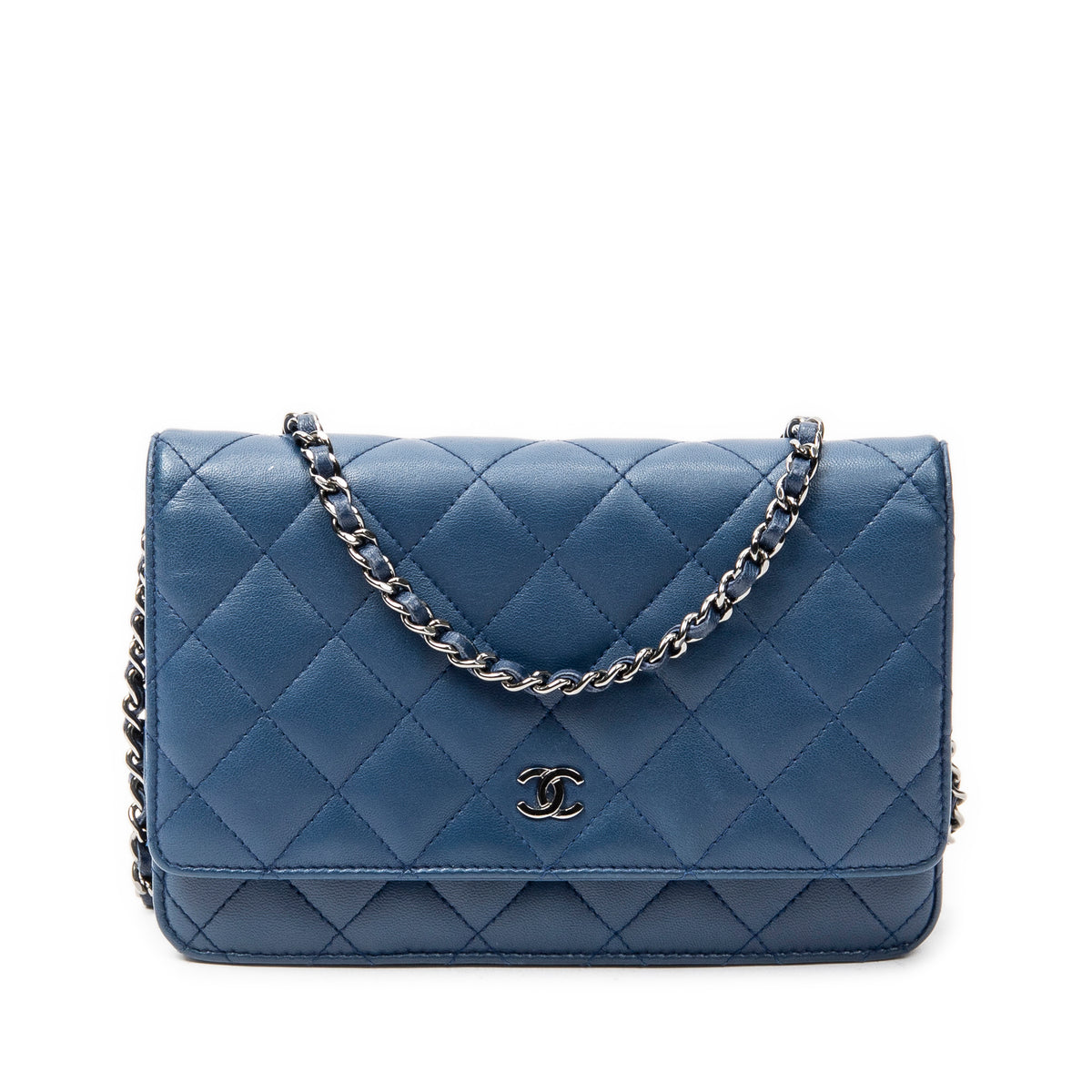 Shoulder Bag Classic Wallet on Chain Navy Quilted Lambskin Leather