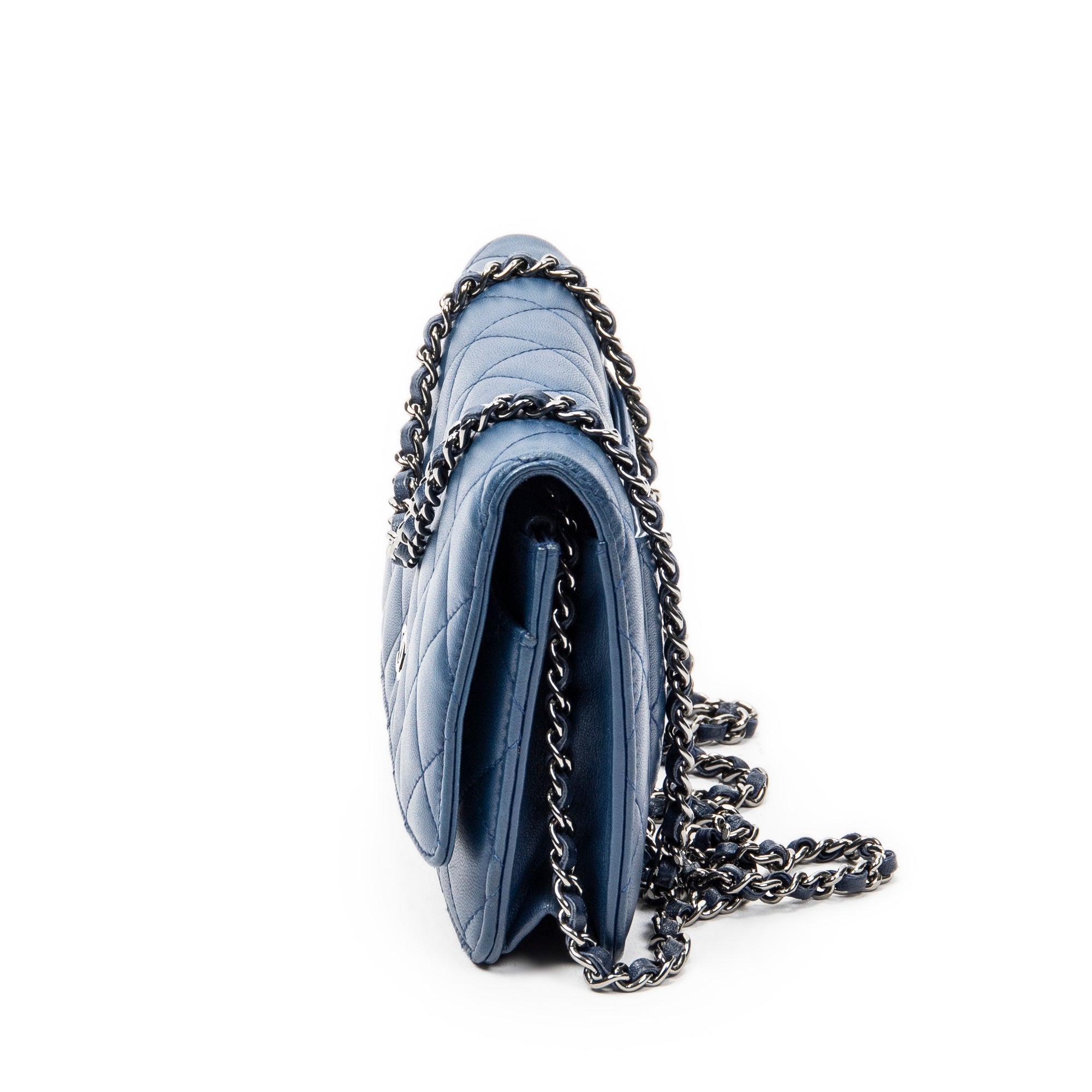 Shoulder Bag Classic Wallet on Chain Navy Quilted Lambskin Leather