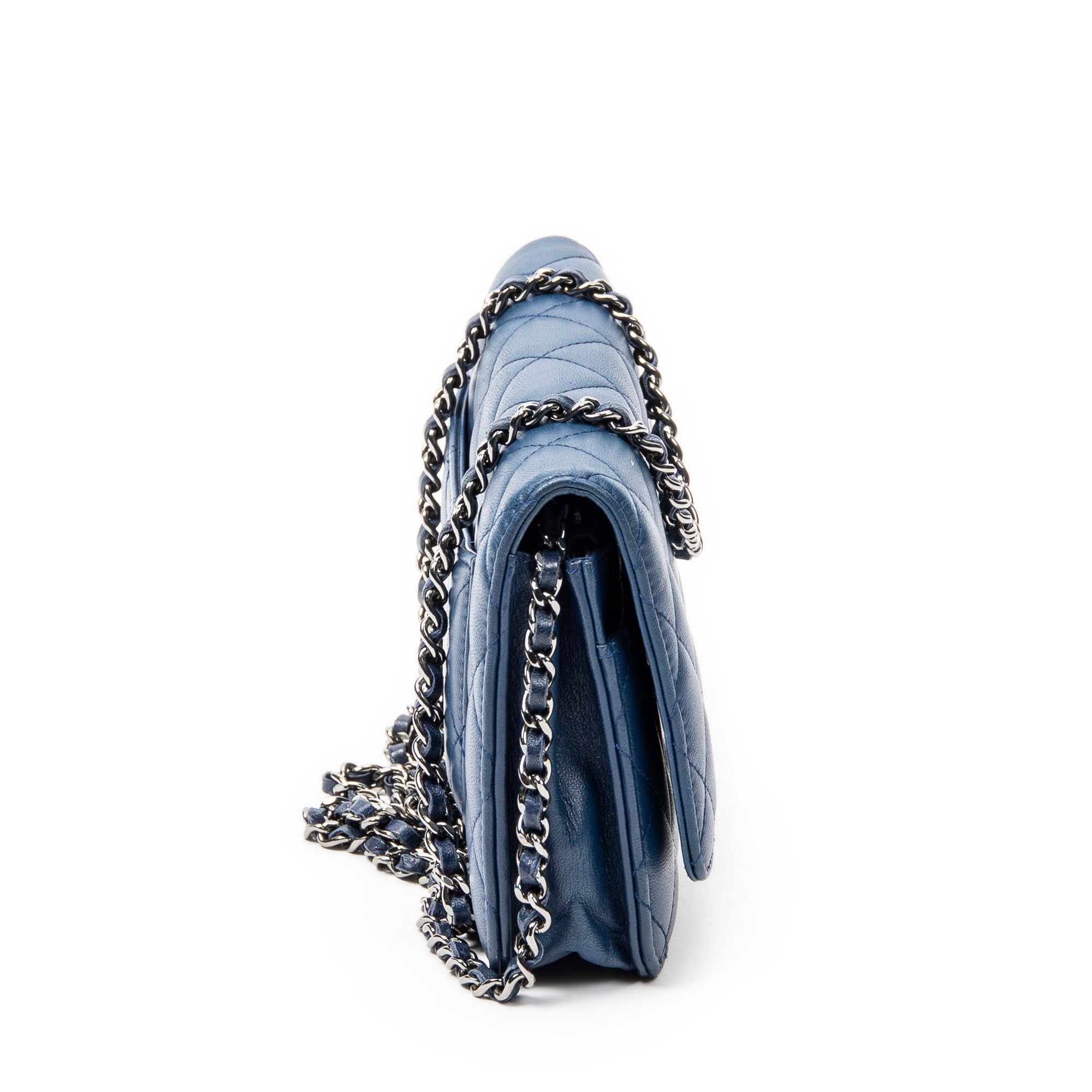Shoulder Bag Classic Wallet on Chain Navy Quilted Lambskin Leather