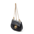 Shoulder Bag Small Drew Black Suede Leather