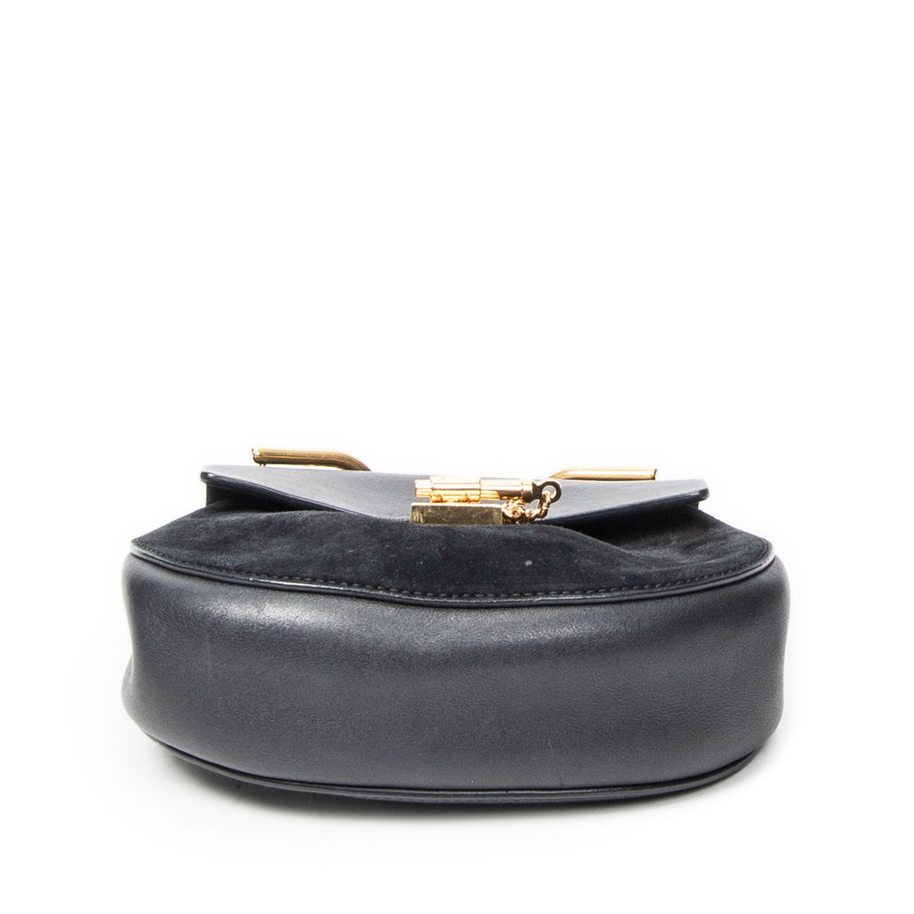 Shoulder Bag Small Drew Black Suede Leather
