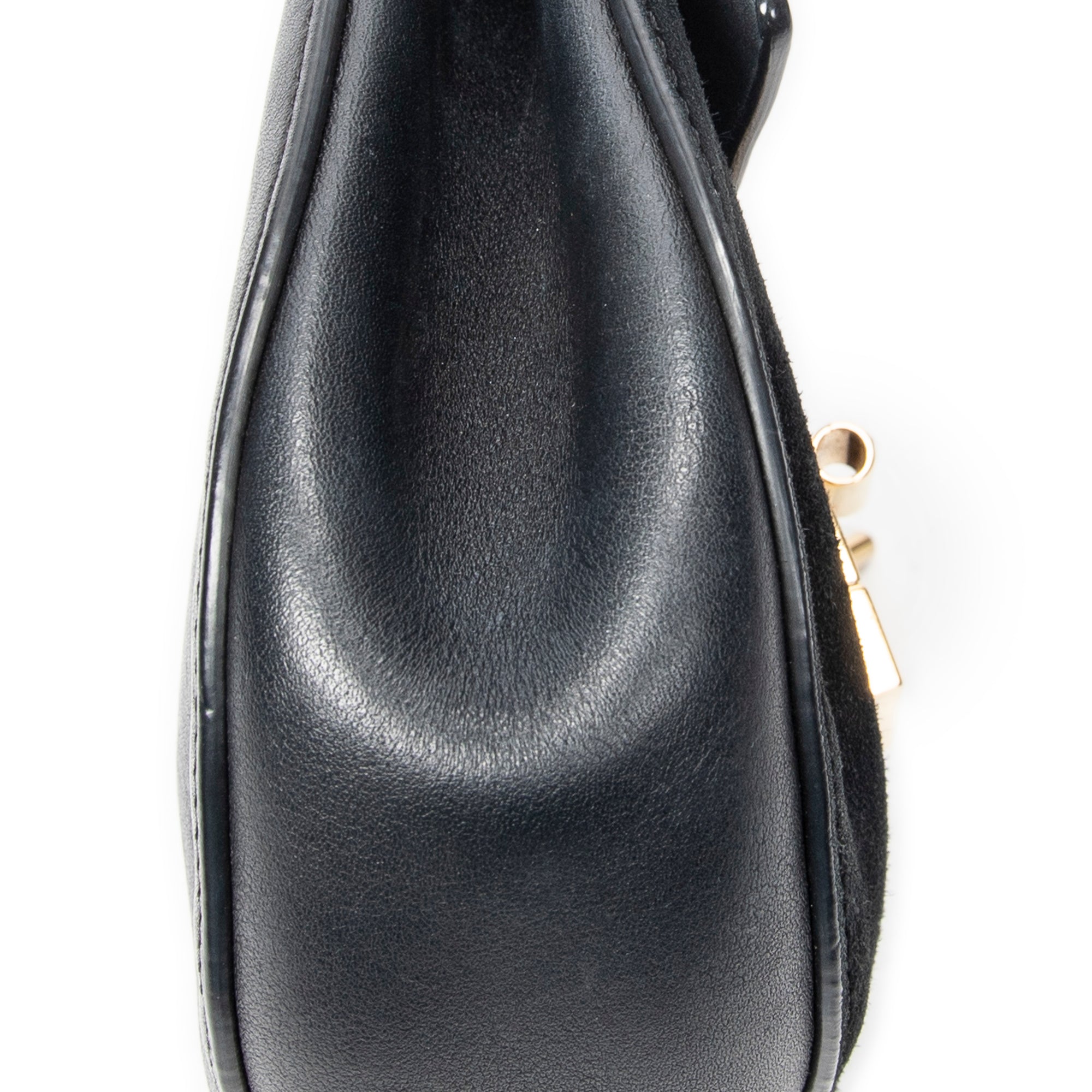Shoulder Bag Small Drew Black Suede Leather