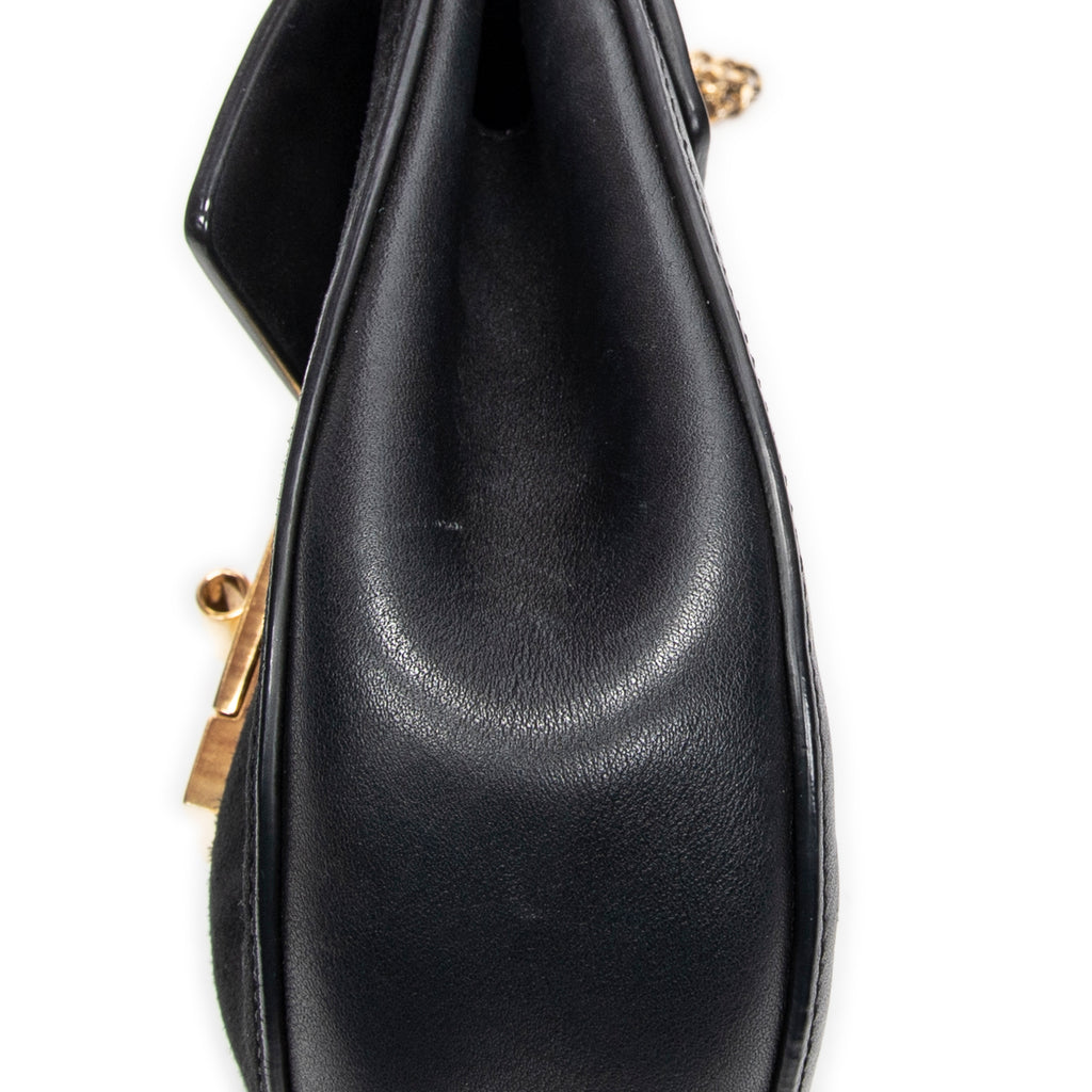 Shoulder Bag Small Drew Black Suede Leather
