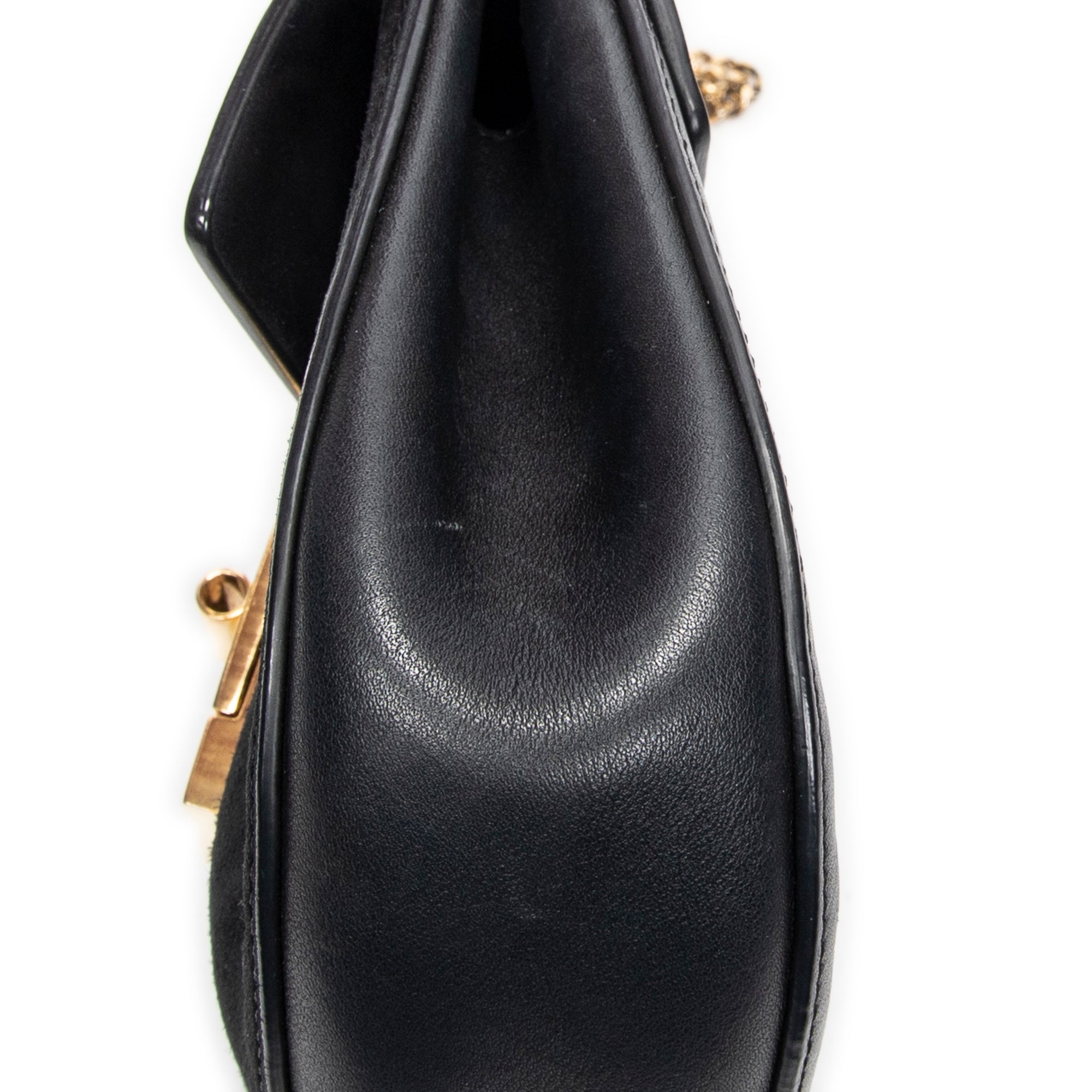 Shoulder Bag Small Drew Black Suede Leather