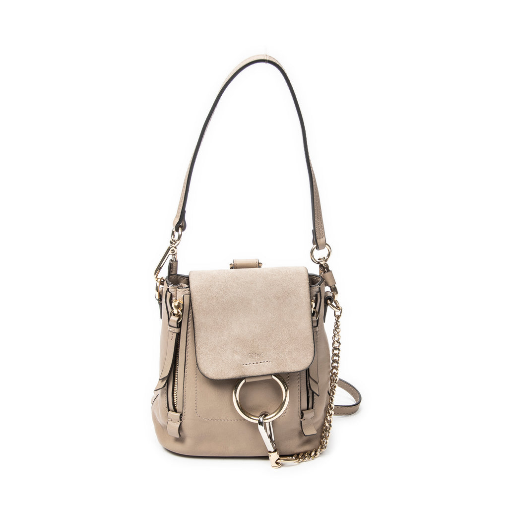 Backpack Mini Faye Backpack Taupe Calfskin Leather