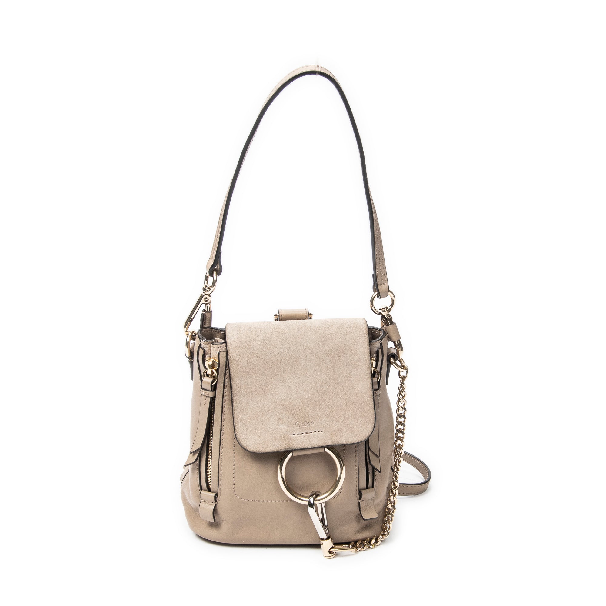 Backpack Mini Faye Backpack Taupe Calfskin Leather
