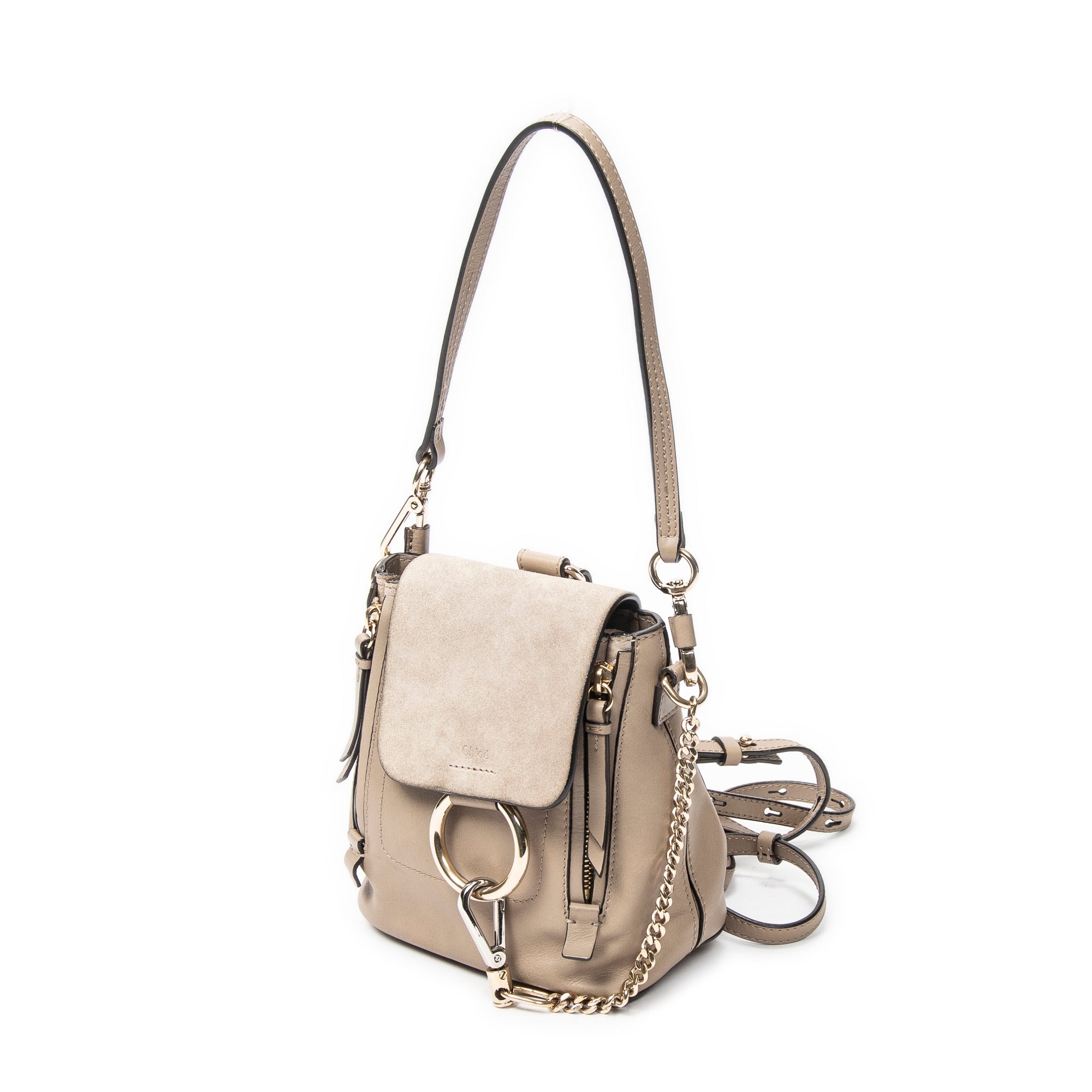 Backpack Mini Faye Backpack Taupe Calfskin Leather