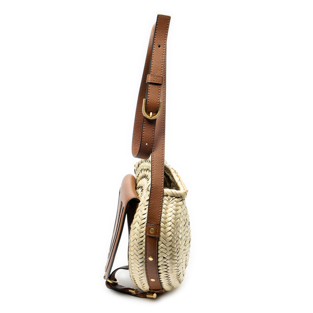Shoulder Bag Small Marcie Basket Crossbody Beige Raffia Canvas