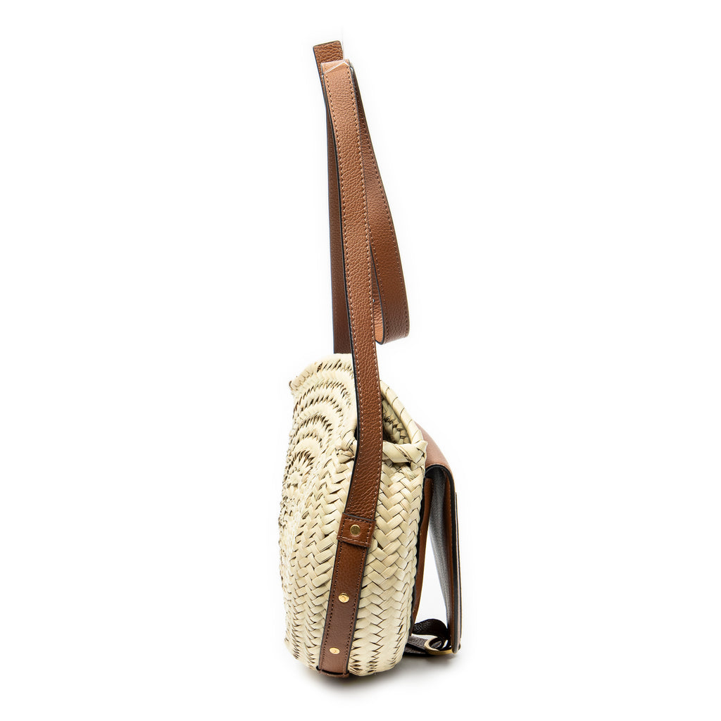 Shoulder Bag Small Marcie Basket Crossbody Beige Raffia Canvas