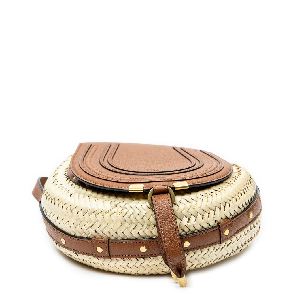 Shoulder Bag Small Marcie Basket Crossbody Beige Raffia Canvas