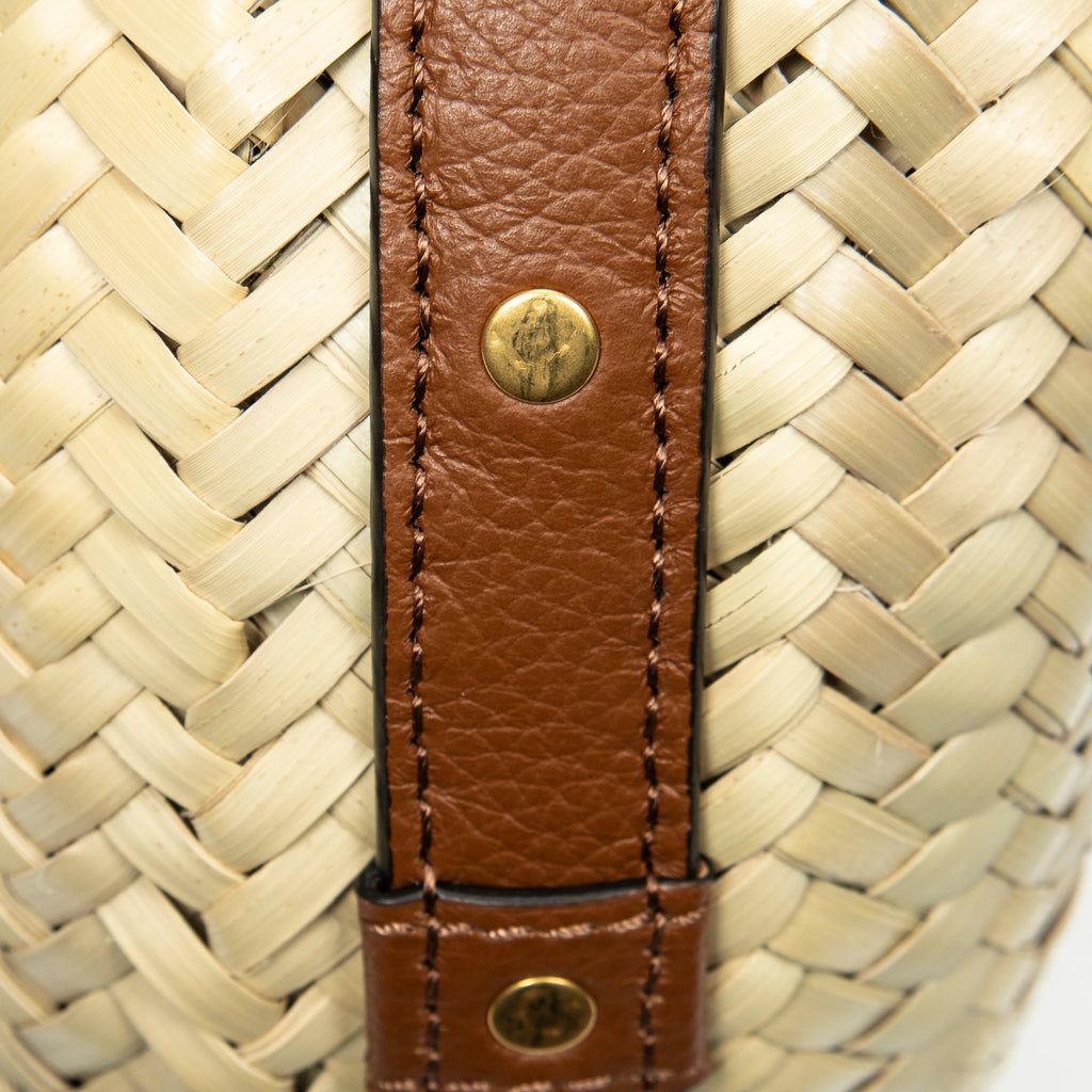 Shoulder Bag Small Marcie Basket Crossbody Beige Raffia Canvas