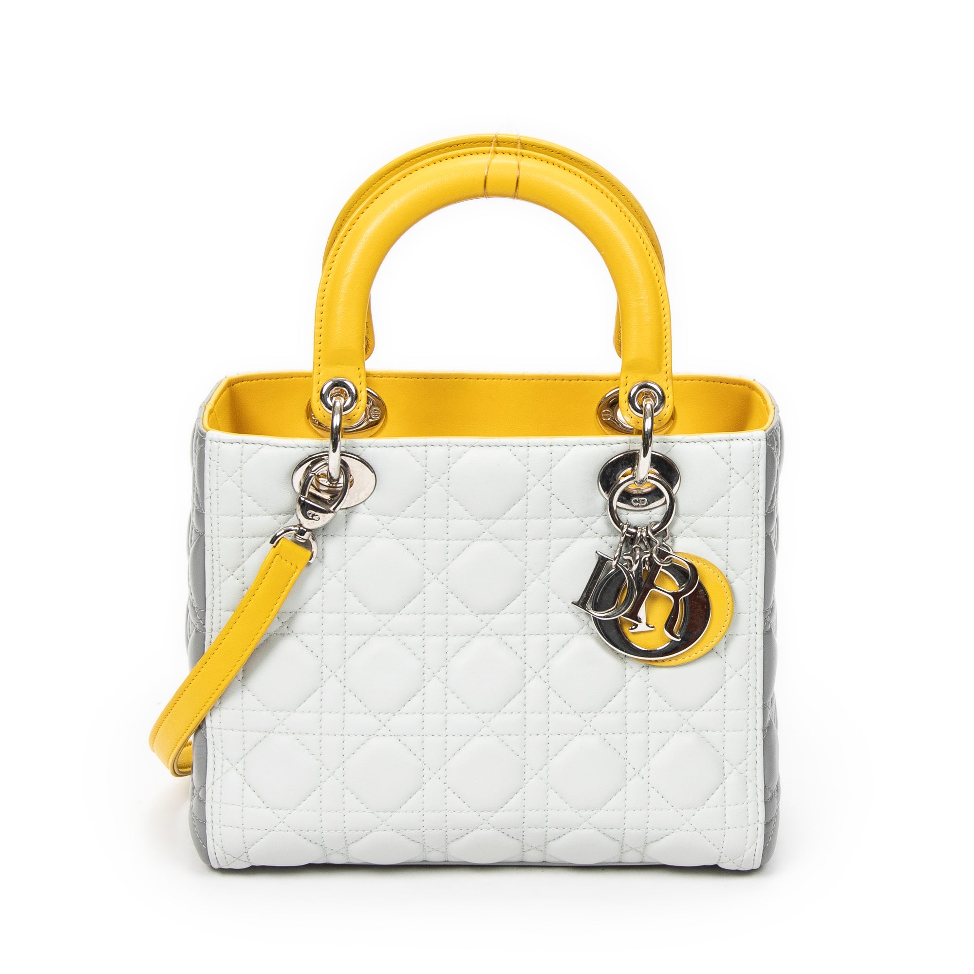 Shoulder Bag Medium Lady Dior Zip Light Green Cannage Lambskin Leather