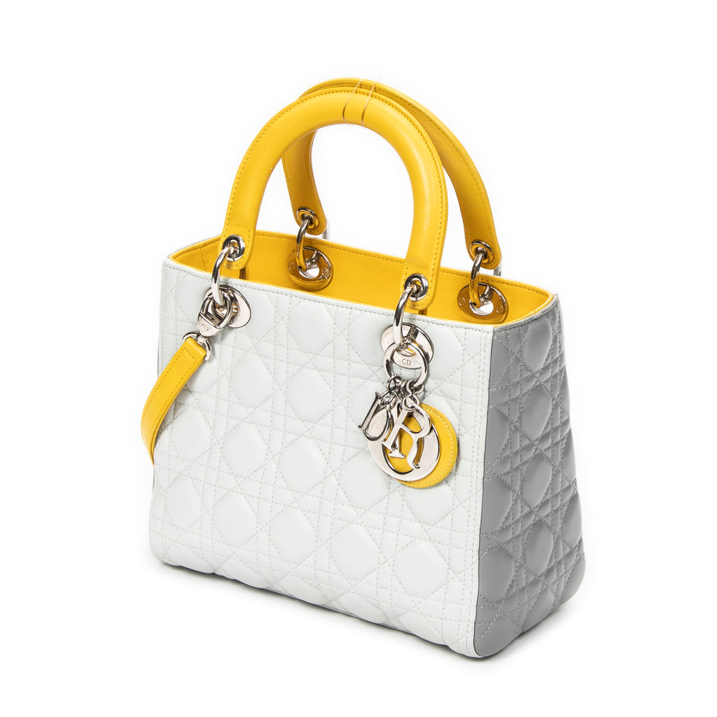 Shoulder Bag Medium Lady Dior Zip Light Green Cannage Lambskin Leather