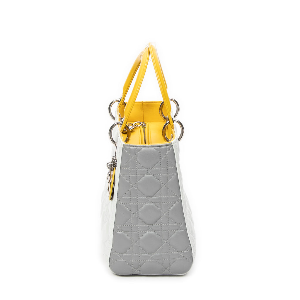Shoulder Bag Medium Lady Dior Zip Light Green Cannage Lambskin Leather