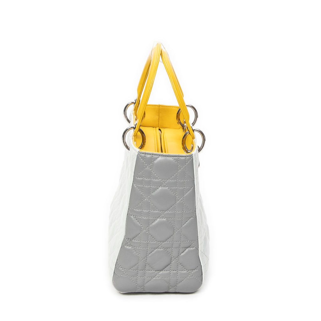 Shoulder Bag Medium Lady Dior Zip Light Green Cannage Lambskin Leather