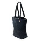 Shoulder Bag Small Bucket Tote Black Monogrammed Canvas