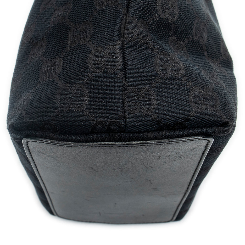 Shoulder Bag Small Bucket Tote Black Monogrammed Canvas
