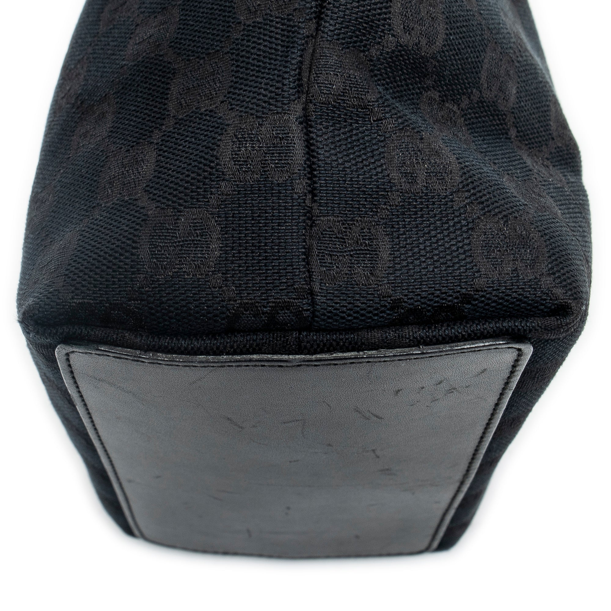 Shoulder Bag Small Bucket Tote Black Monogrammed Canvas