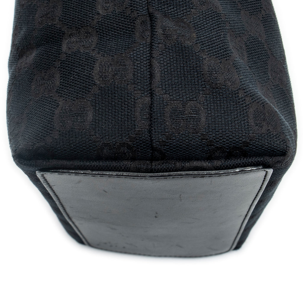 Shoulder Bag Small Bucket Tote Black Monogrammed Canvas